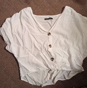 White short sleeved button down